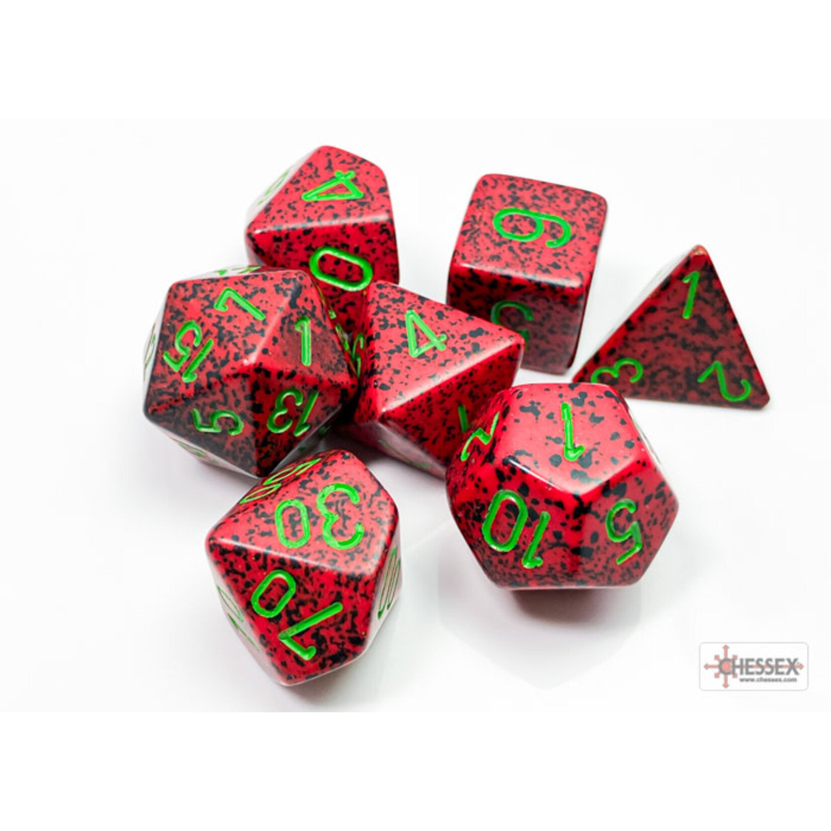 Chessex Speckled Strawberry Polyhedral 7-Dice Set