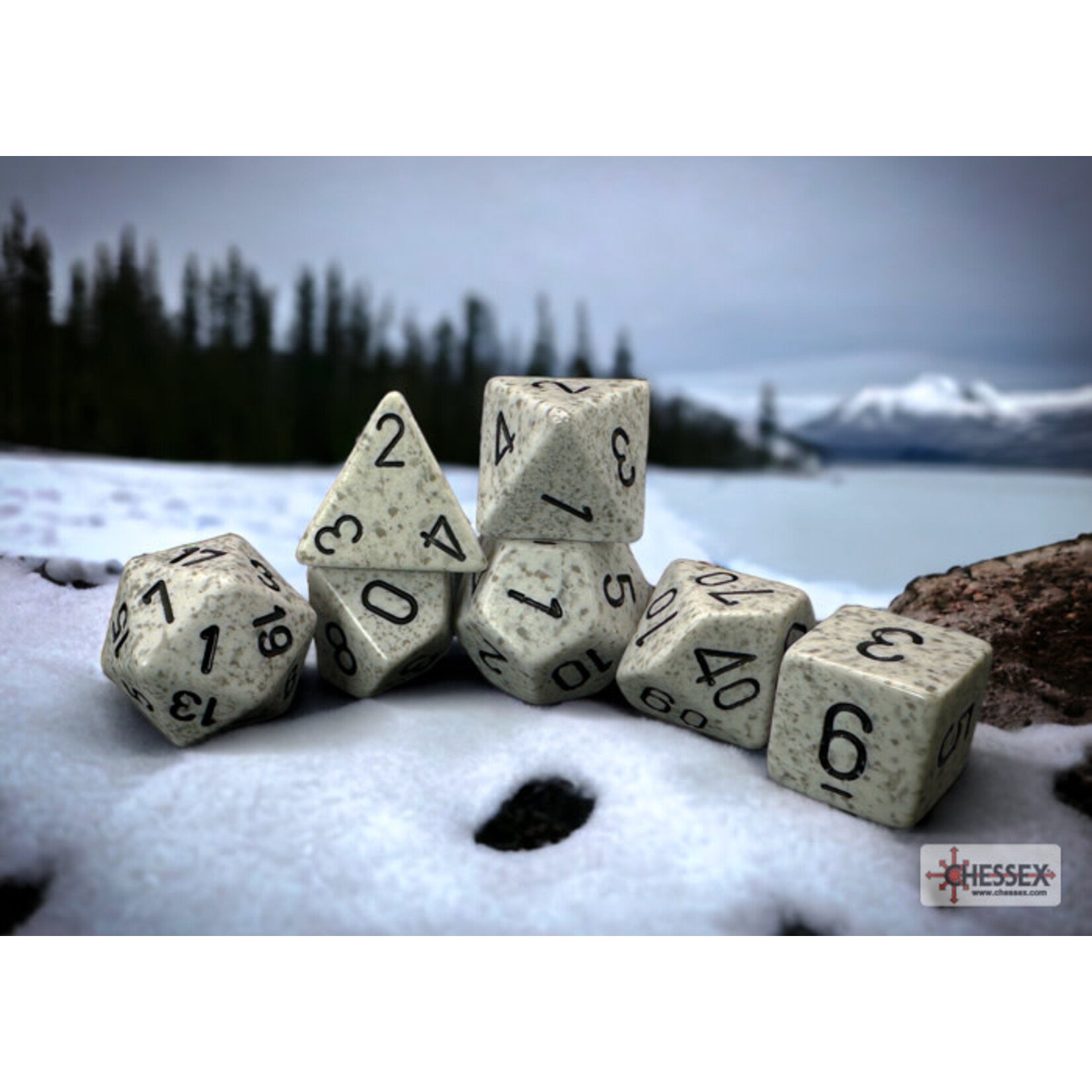 Chessex Speckled Arctic Camo Polyhedral 7-Dice Set