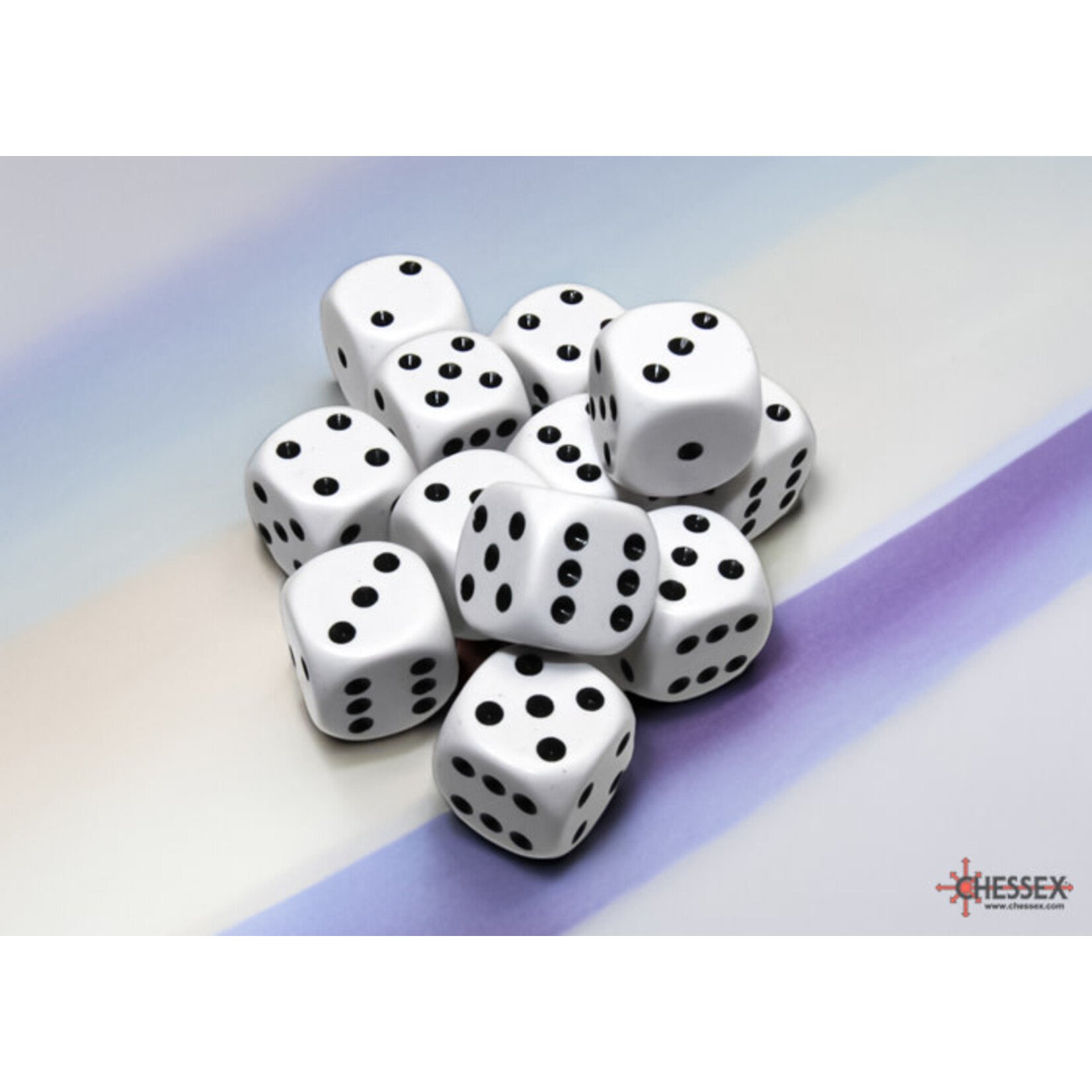 Chessex Opaque White/black 16mm d6 Dice Block (12 dice)