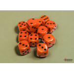 Chessex Opaque Orange/black 16mm d6 Dice Block (12 dice)