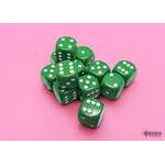 Chessex Opaque: 16mm D6 Green/White (12)