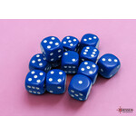 Chessex Opaque Blue/white 16mm d6 Dice Block (12 dice)