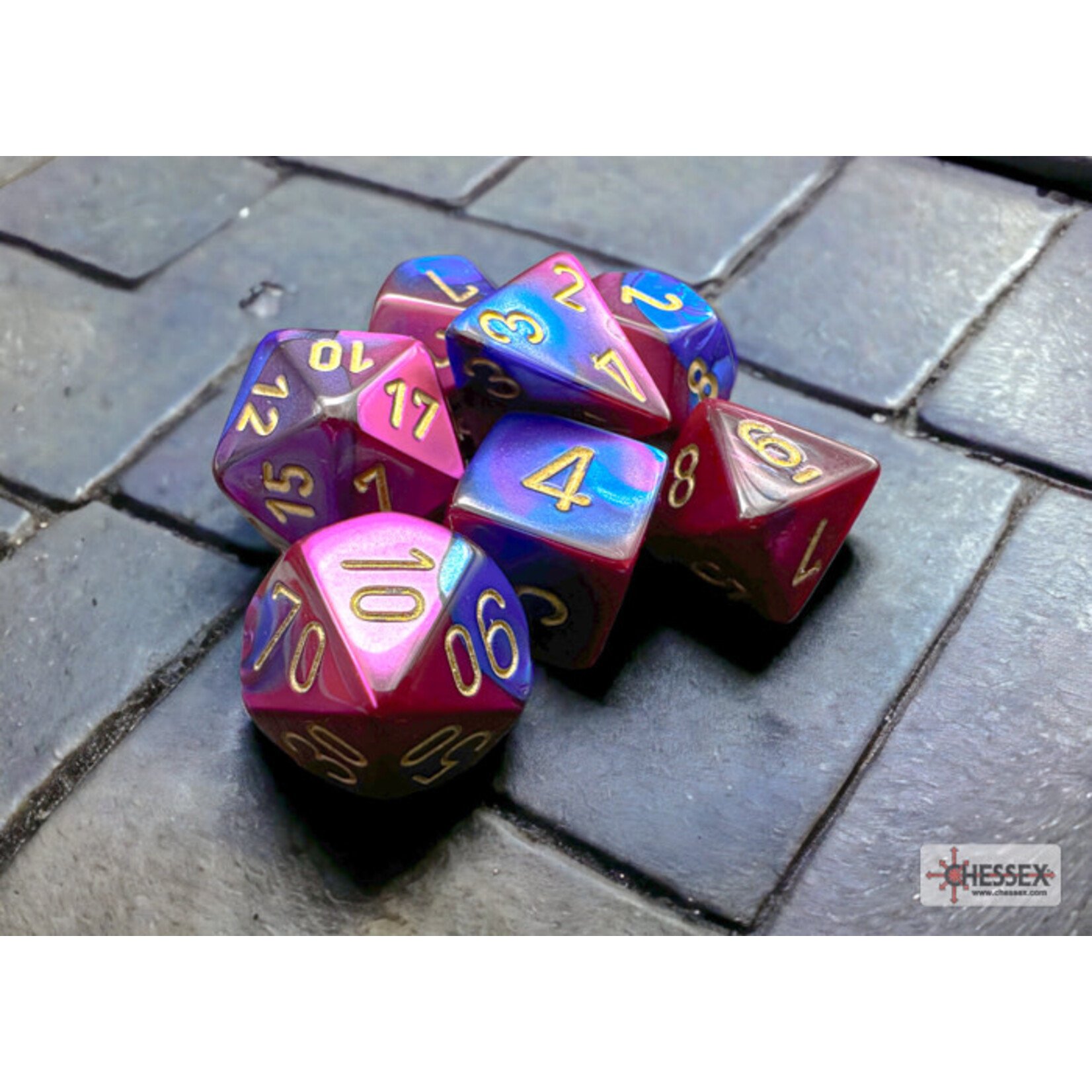 Chessex Gemini Blue-Purple/gold Polyhedral 7-Dice Set