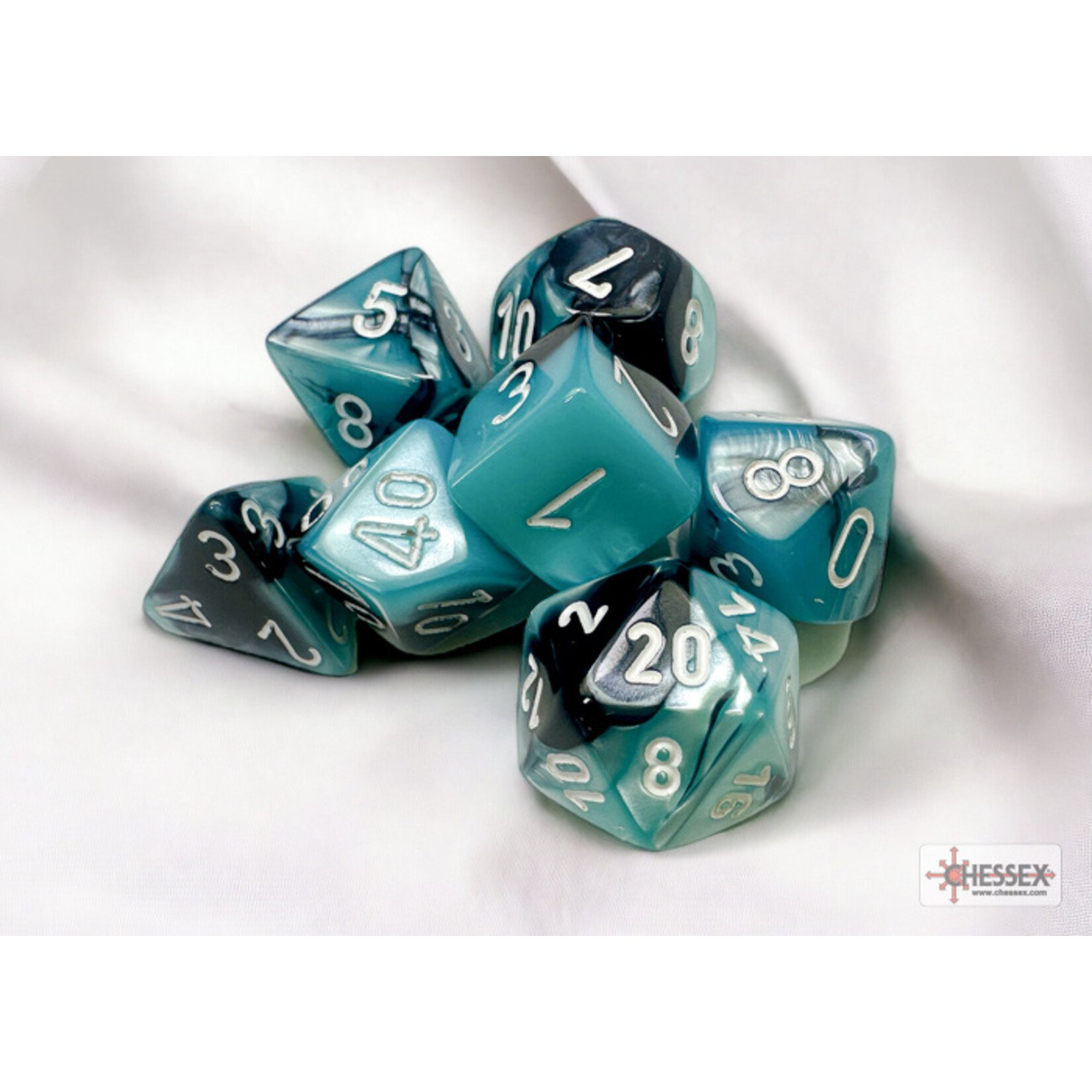 Chessex Gemini Black-Shell/white Polyhedral 7-Dice Set