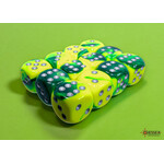 Chessex Gemini Green-Yellow/silver 16mm d6 Dice Block (12 dice)