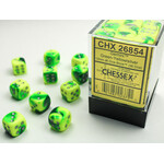 Chessex Gemini Green-Yellow/silver 12mm d6 Dice Block (36 dice)