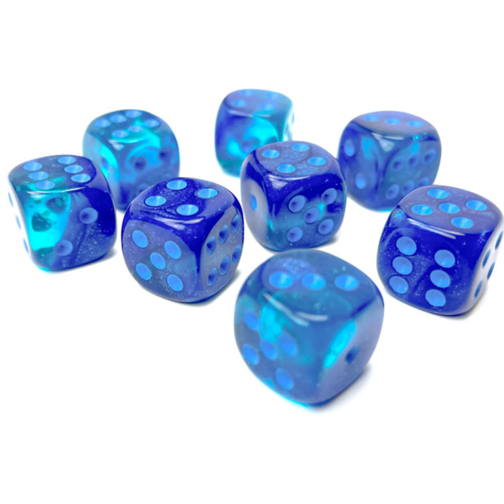 Chessex Gemini Blue-Blue/light blue Luminary 12mm d6 Dice Block (36 dice)