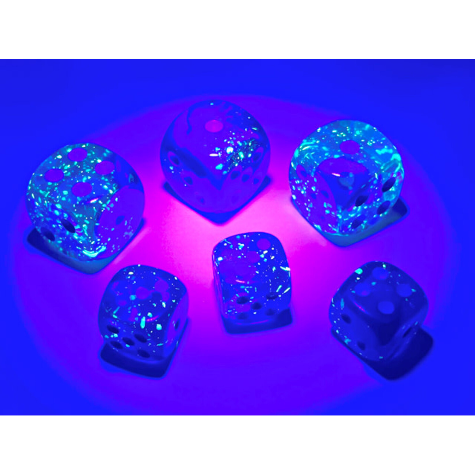 Chessex Gemini Blue-Blue/light blue Luminary 12mm d6 Dice Block (36 dice)
