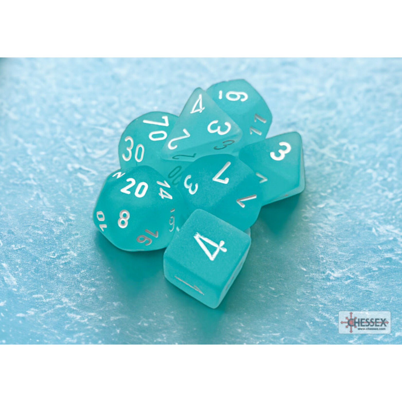 Chessex Frosted Teal/white Polyhedral 7-Dice Set