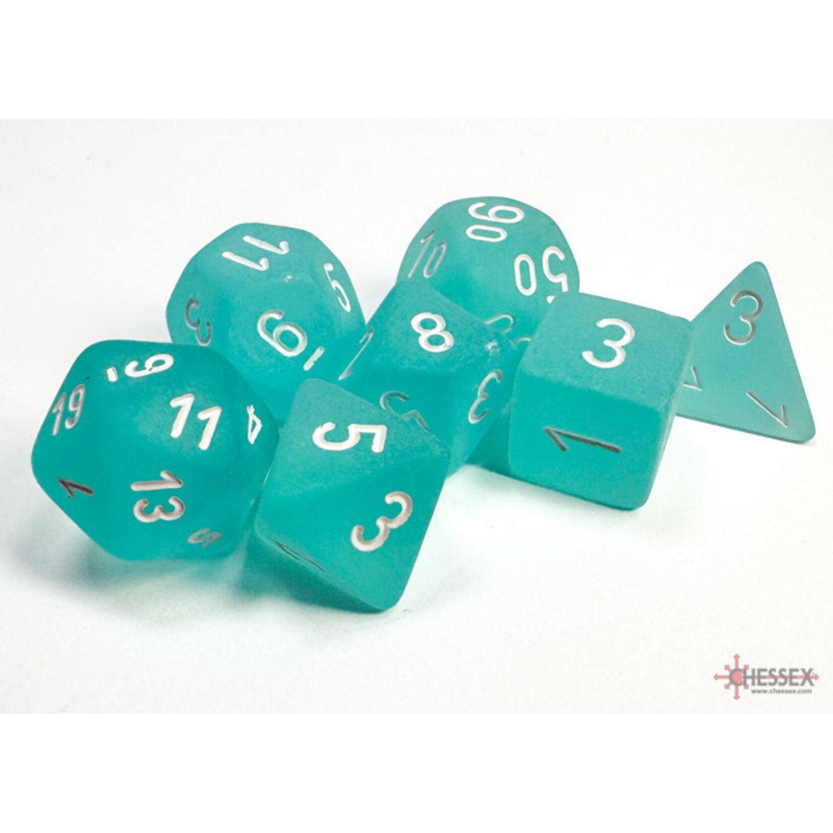 Chessex Frosted Teal/white Polyhedral 7-Dice Set