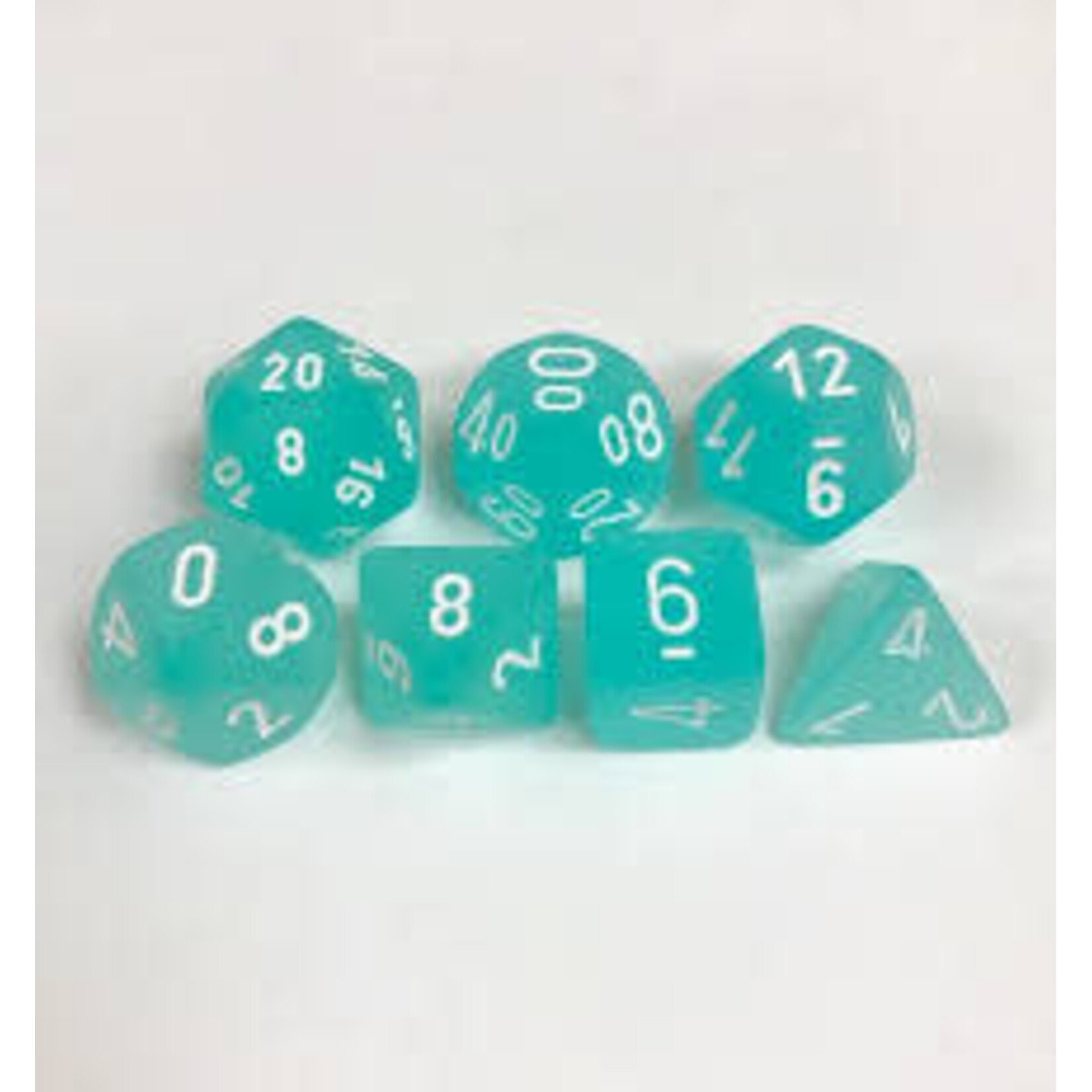Chessex Frosted Teal/white Polyhedral 7-Dice Set