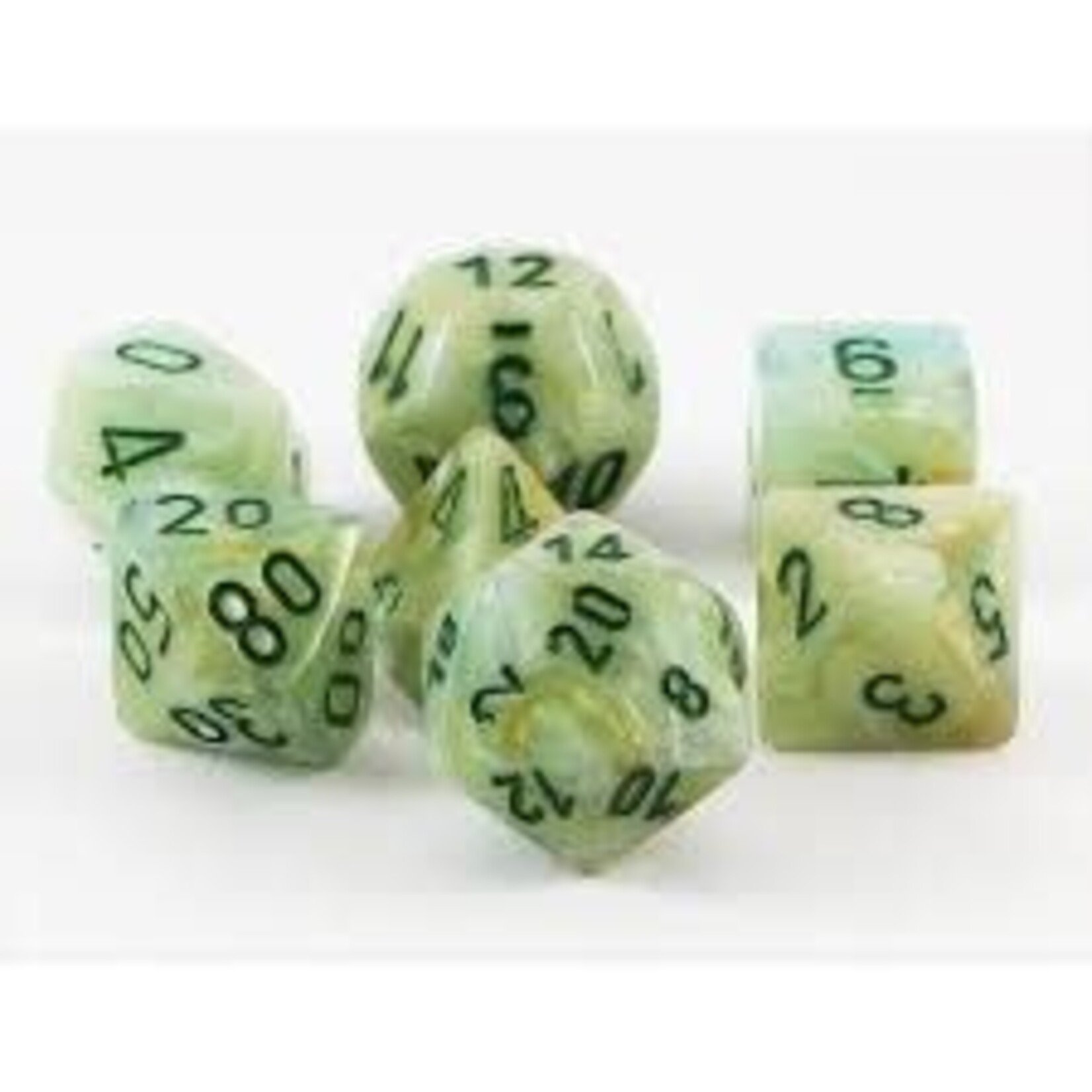 Chessex Marble Green/dark green Polyhedral 7-Dice Set