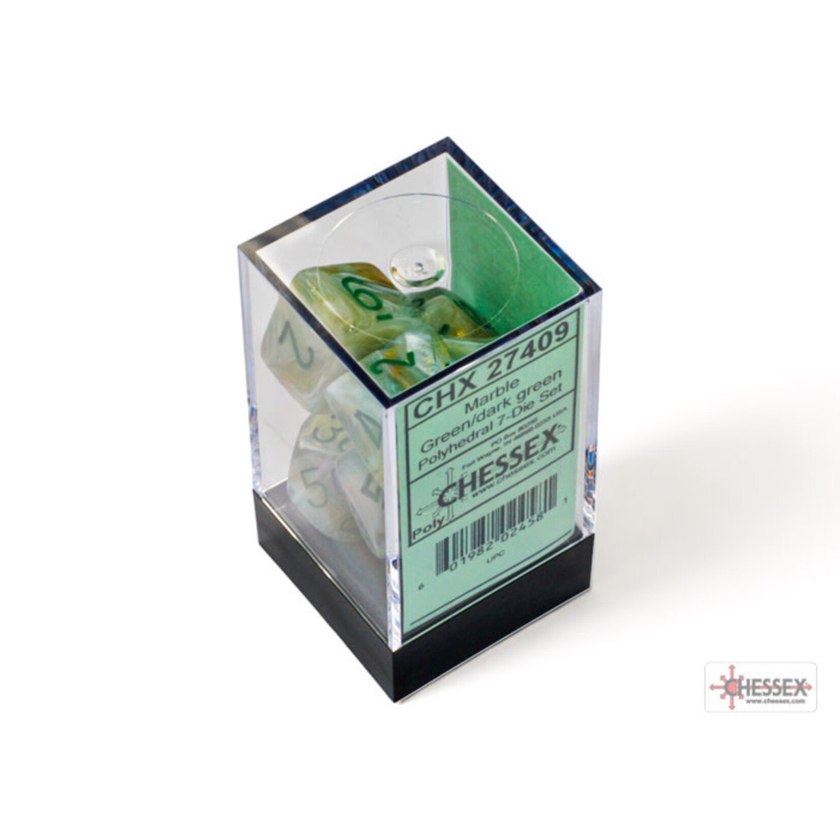 Chessex Marble Green/dark green Polyhedral 7-Dice Set