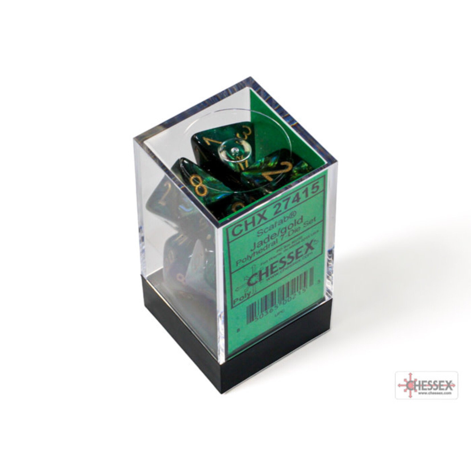 Chessex Scarab Jade/gold Polyhedral 7-Dice Set