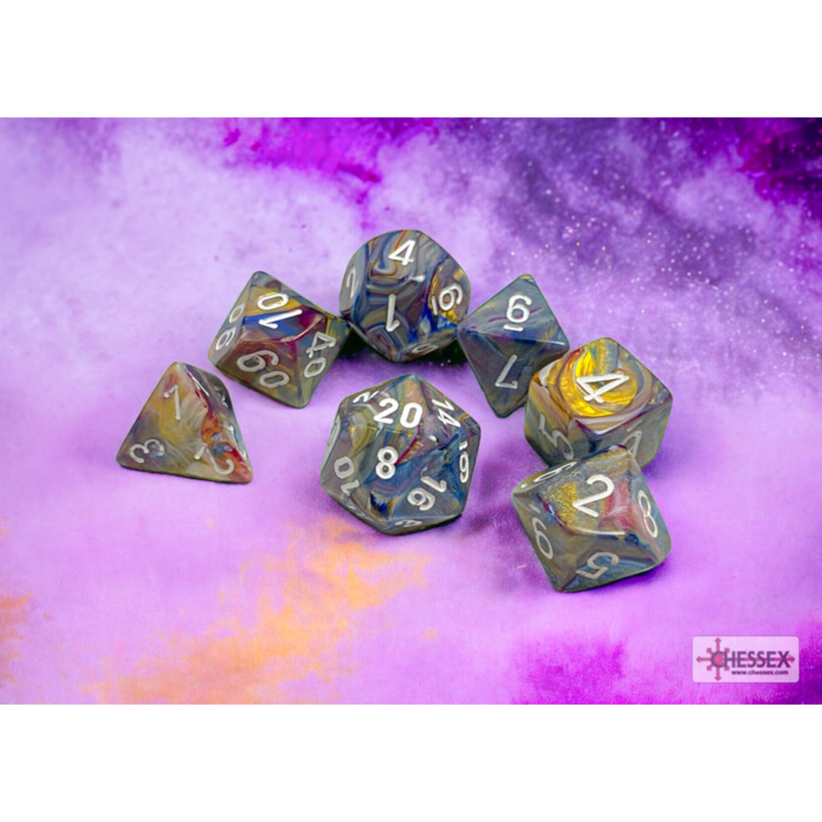 Chessex Festive Carousel/white Polyhedral 7-Dice Set