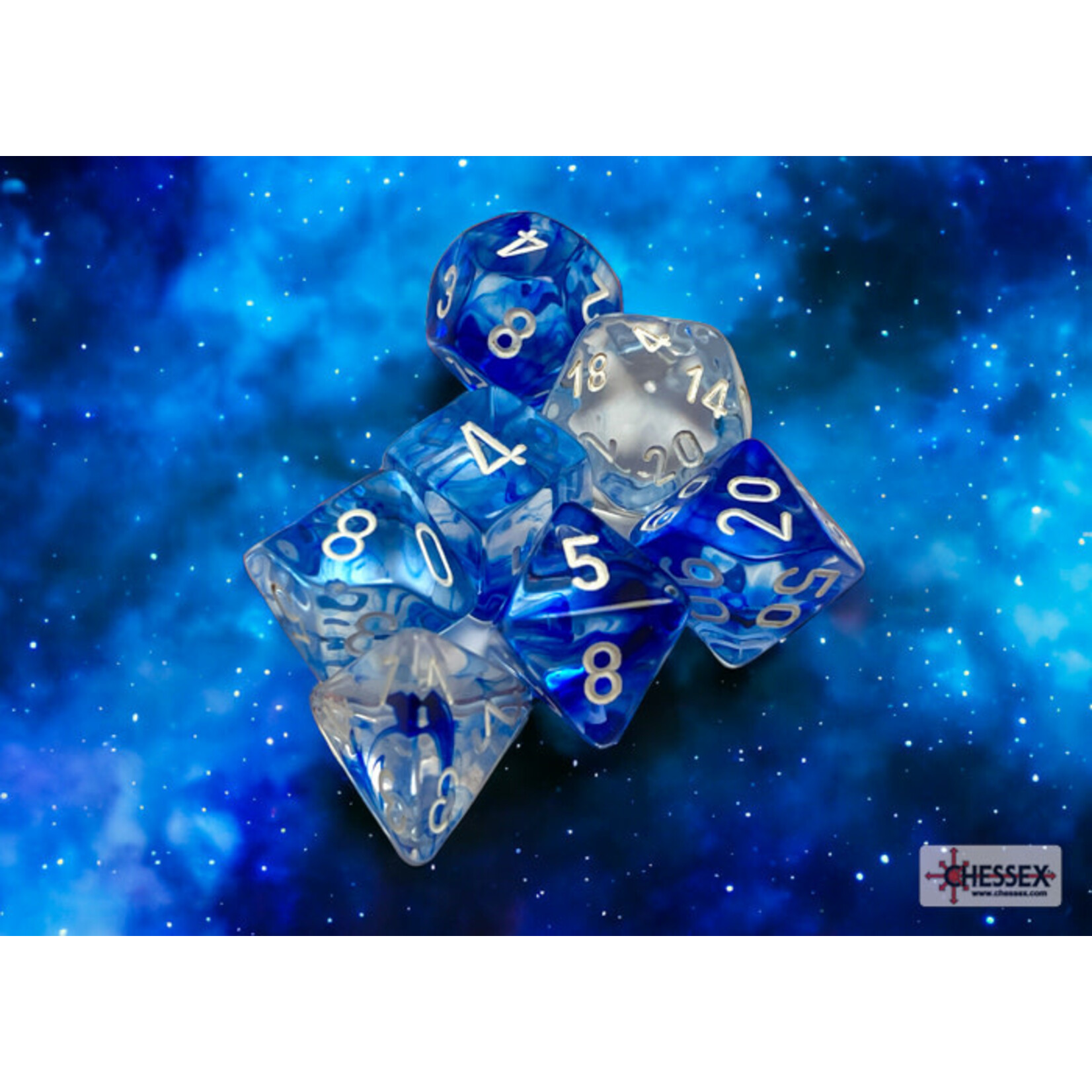 Chessex Nebula Dark Blue/white Polyhedral 7-Dice Set