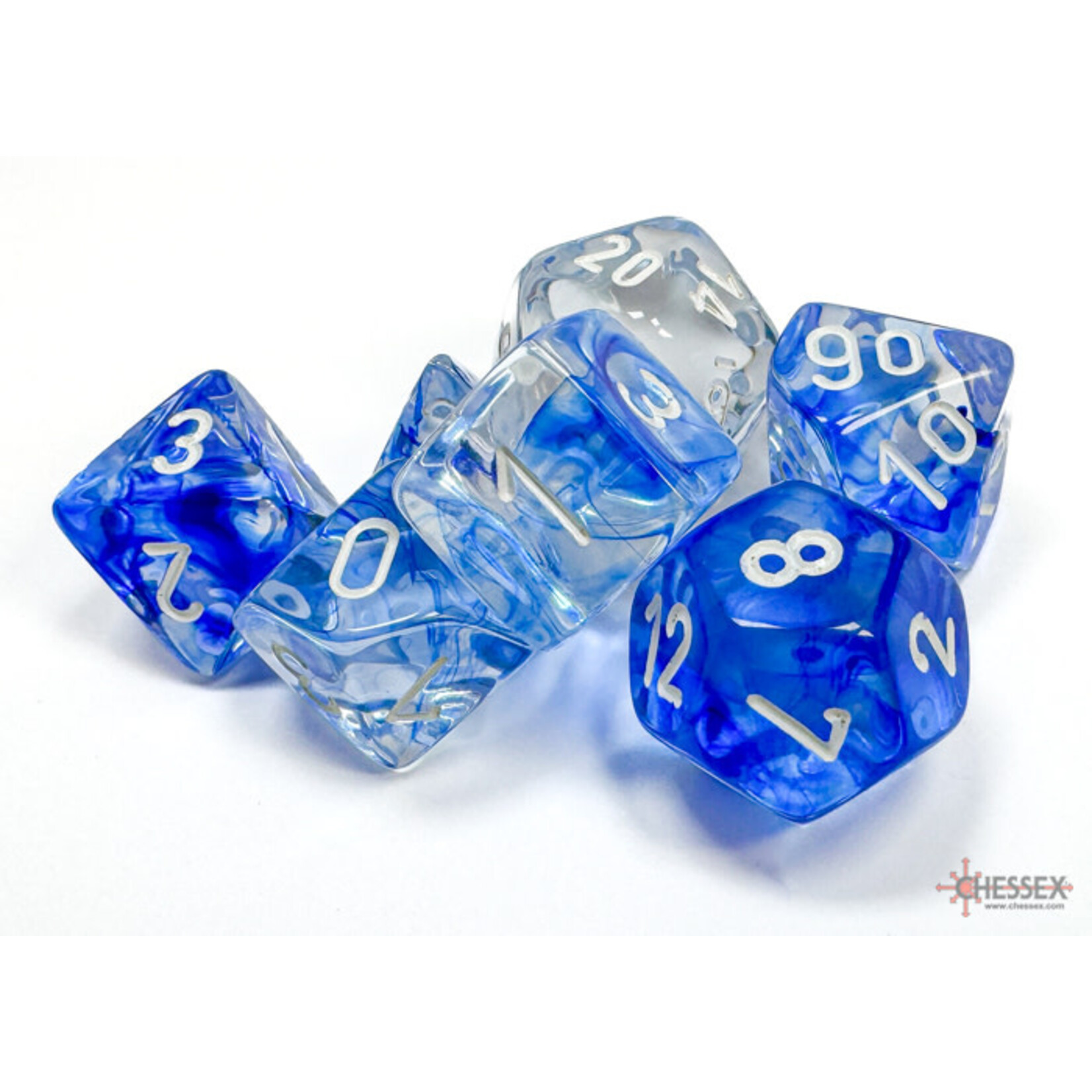 Chessex Nebula Dark Blue/white Polyhedral 7-Dice Set