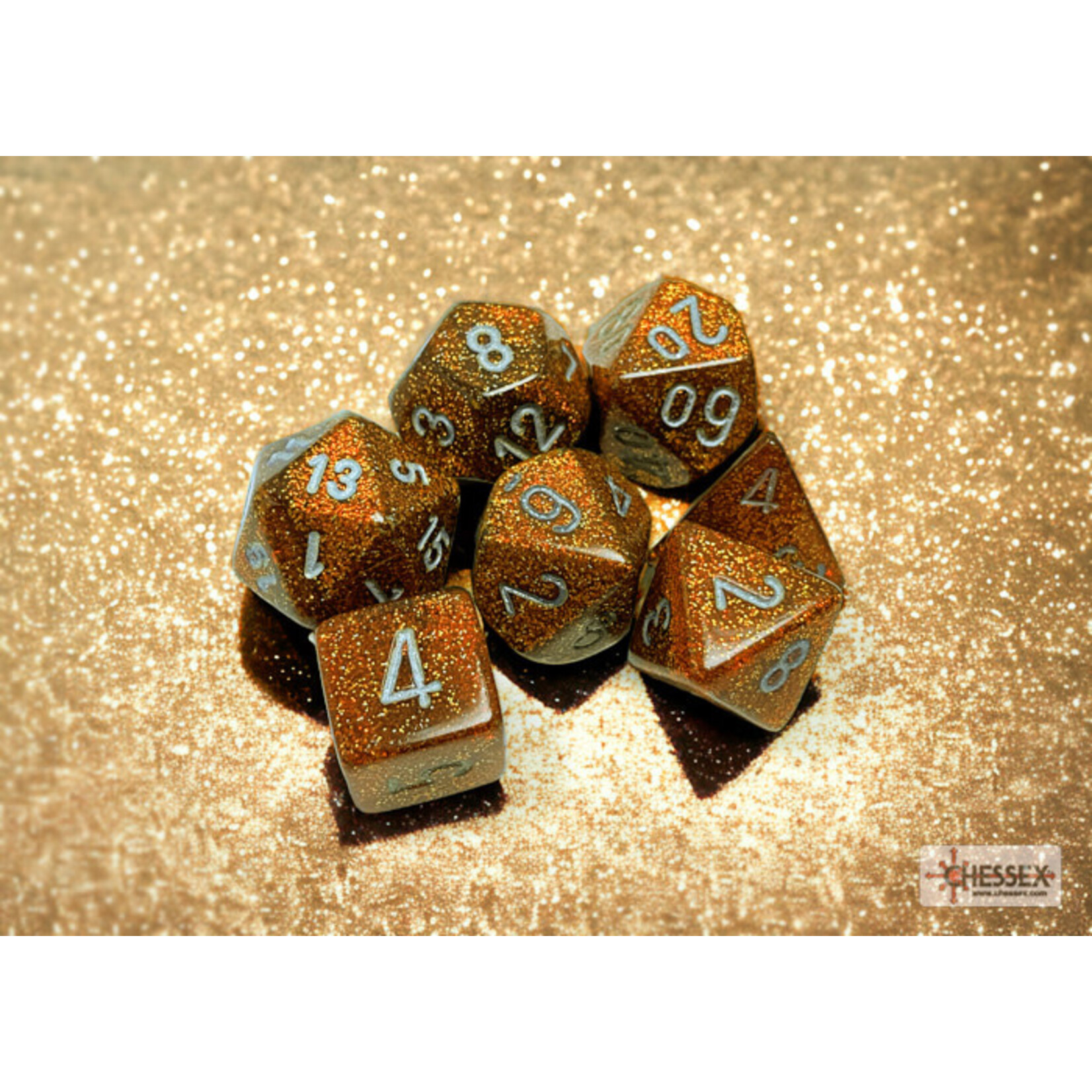 Chessex Glitter Gold/silver Polyhedral 7-Dice Set