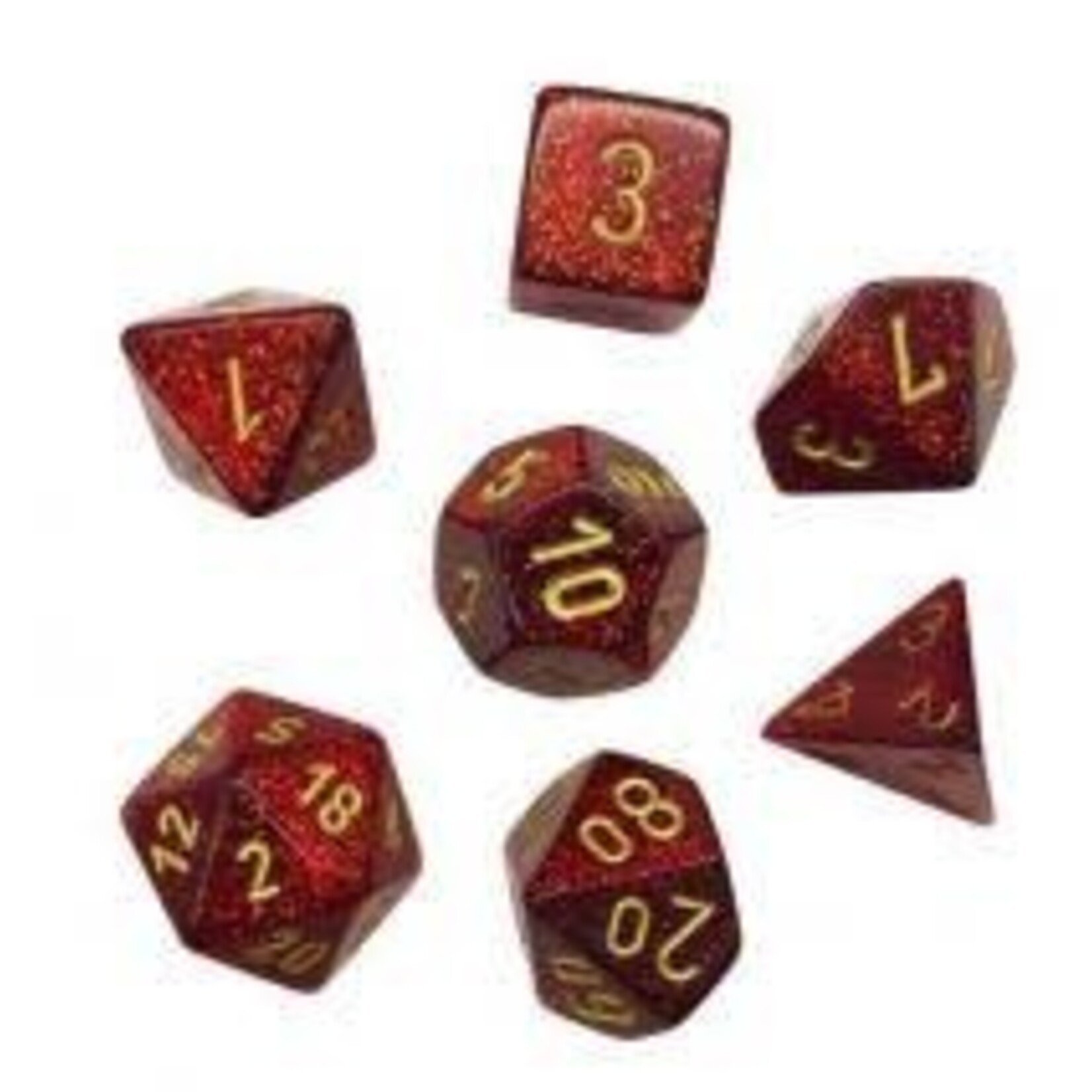 Chessex Glitter Ruby/gold Polyhedral 7-Dice Set