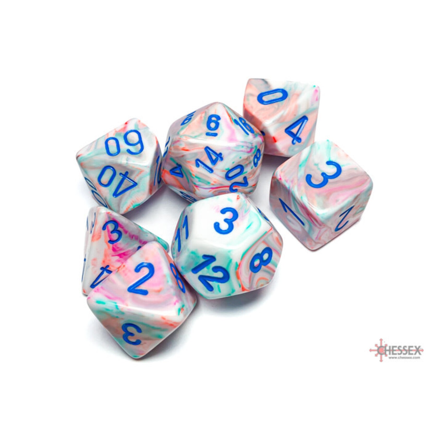 Chessex Festive Pop Art/blue Polyhedral 7-Dice Set