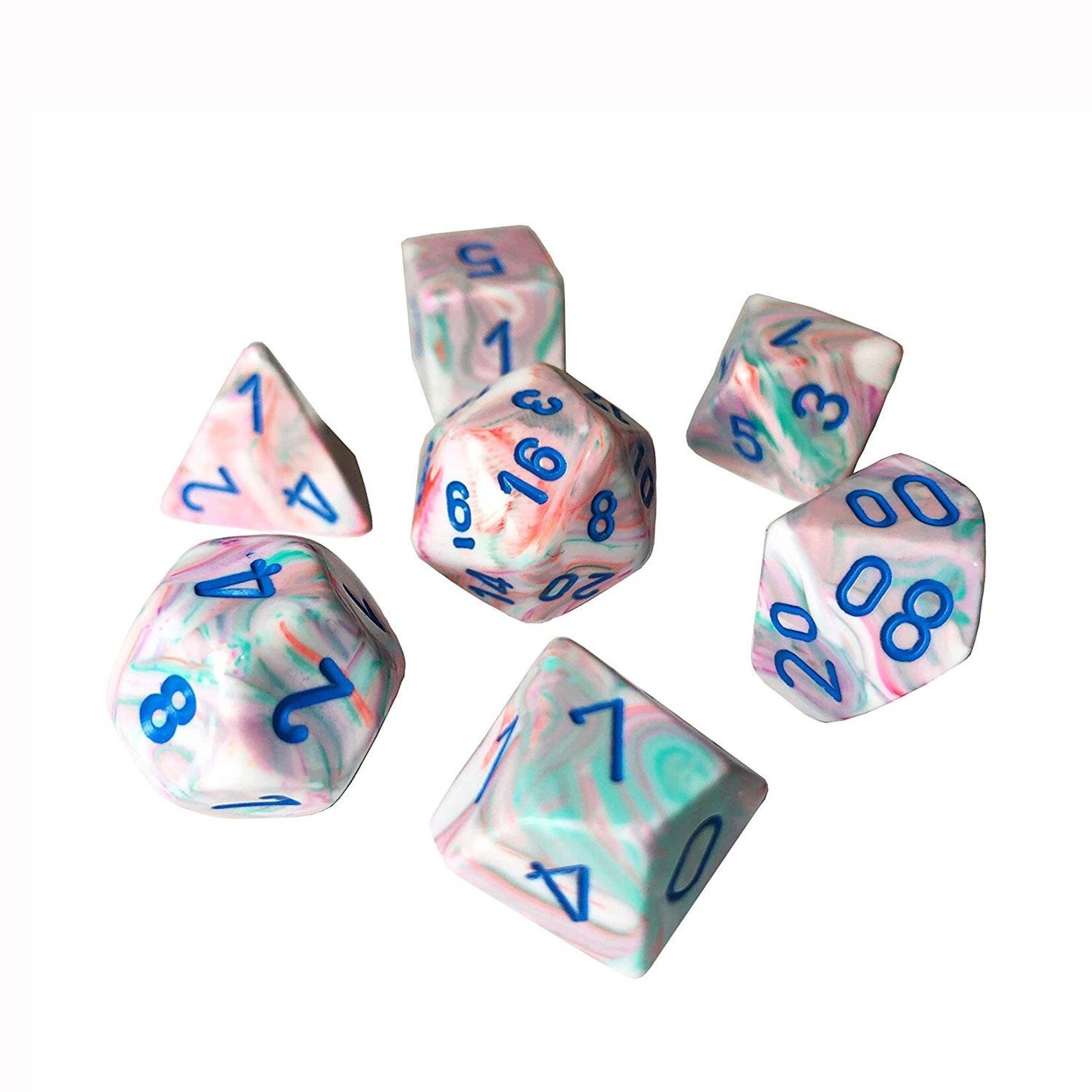 Chessex Festive Pop Art/blue Polyhedral 7-Dice Set