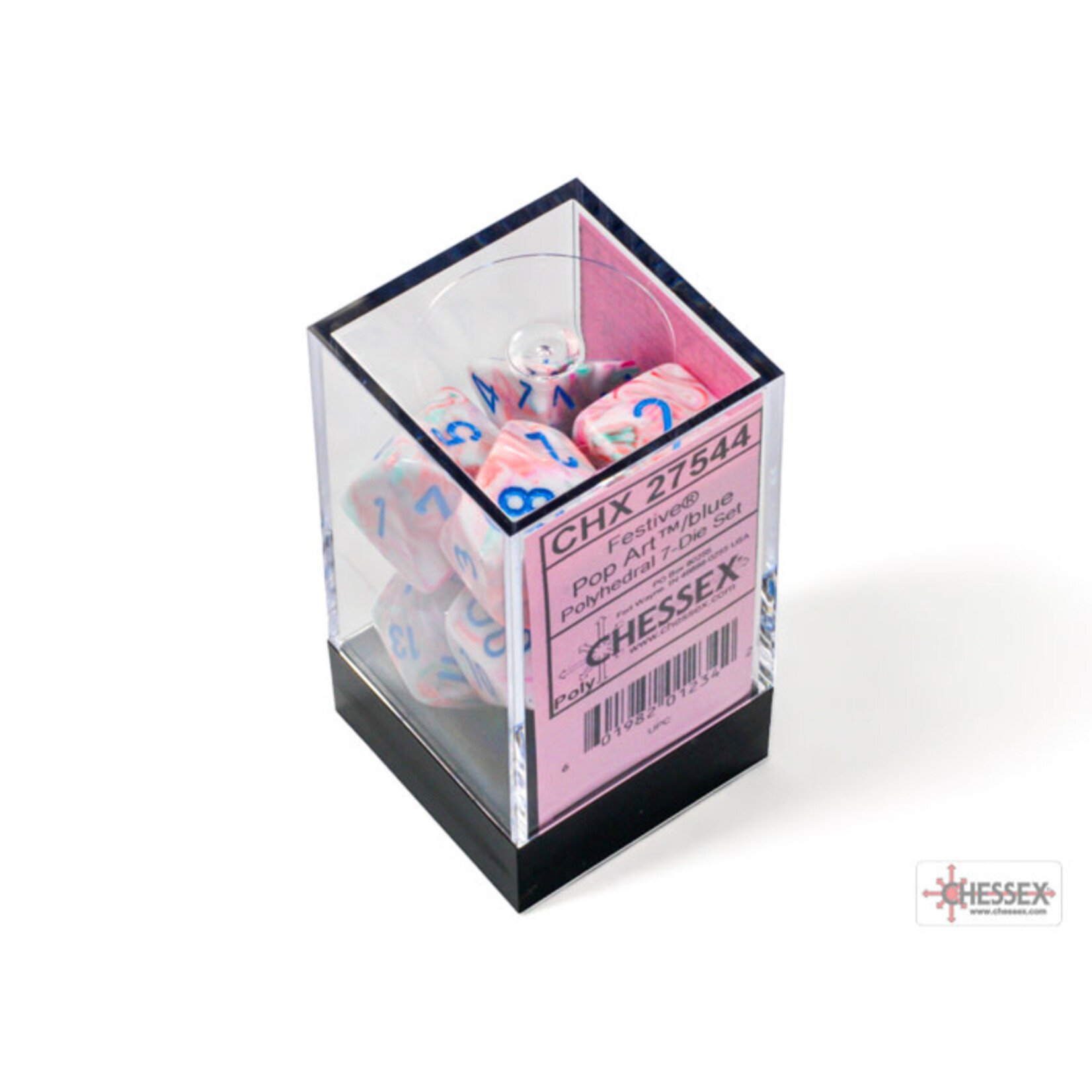 Chessex Festive Pop Art/blue Polyhedral 7-Dice Set