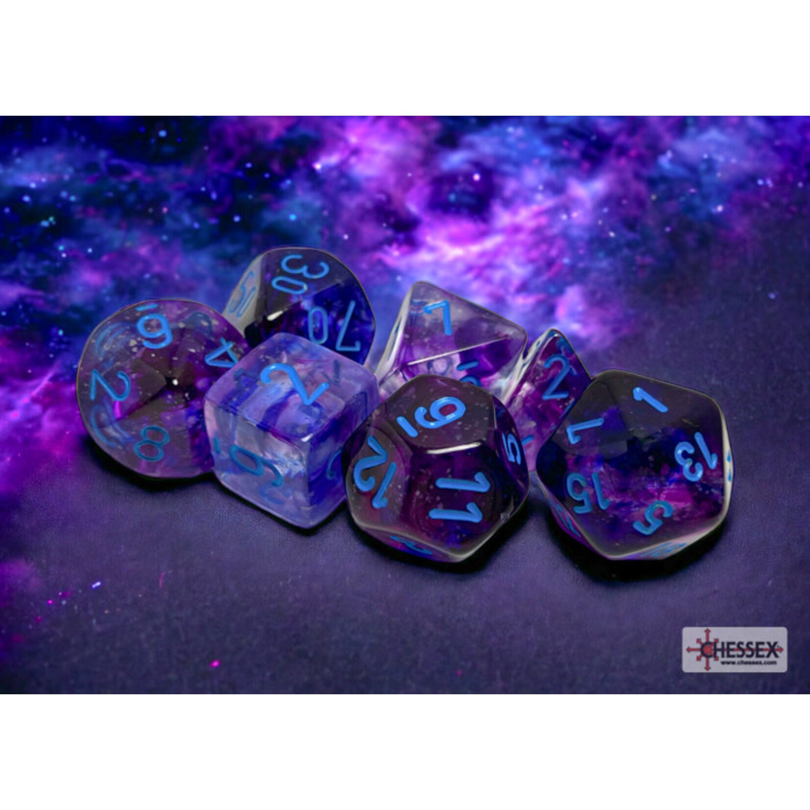 Chessex Nebula Nocturnal/blue Luminary Polyhedral 7-Dice Set