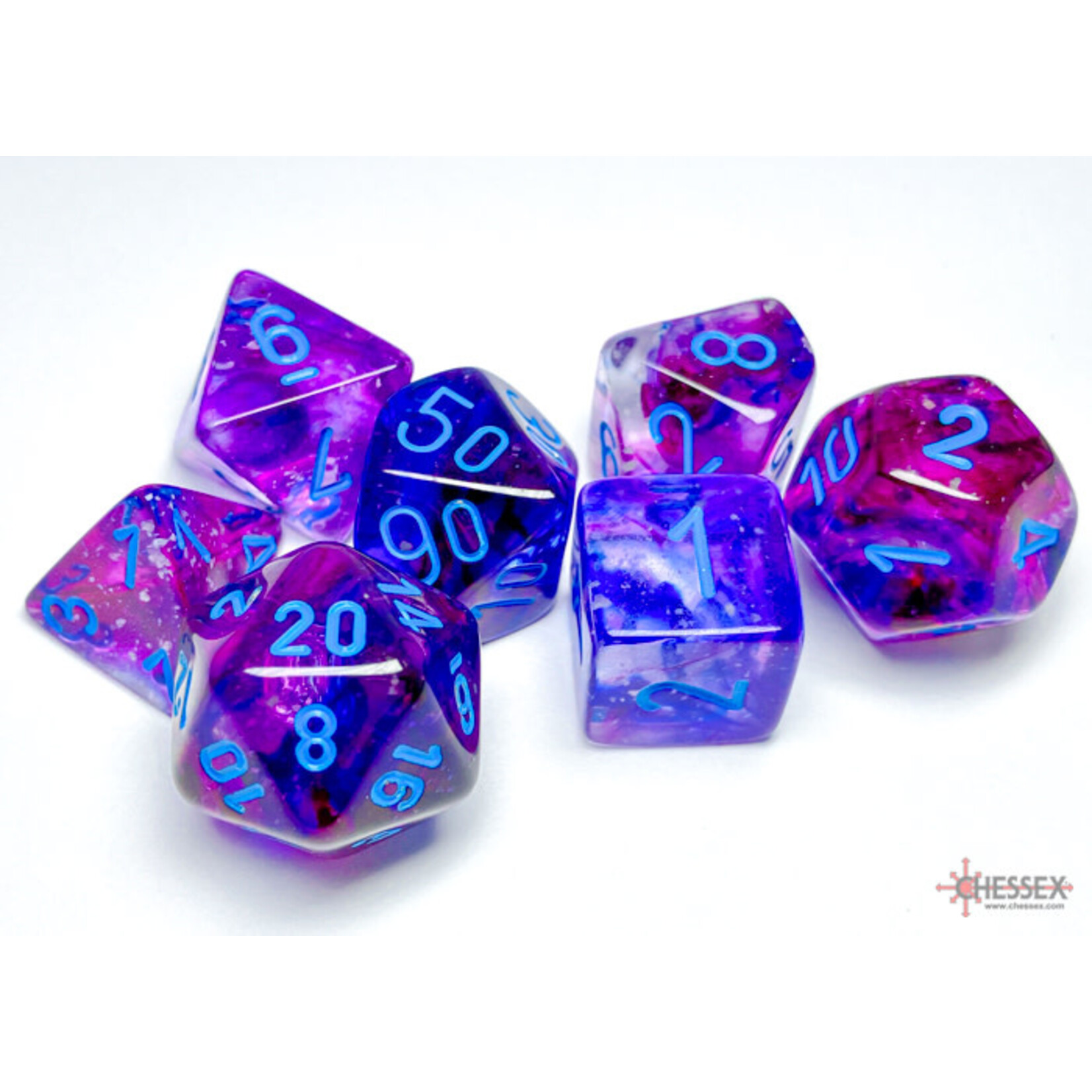 Chessex Nebula Nocturnal/blue Luminary Polyhedral 7-Dice Set