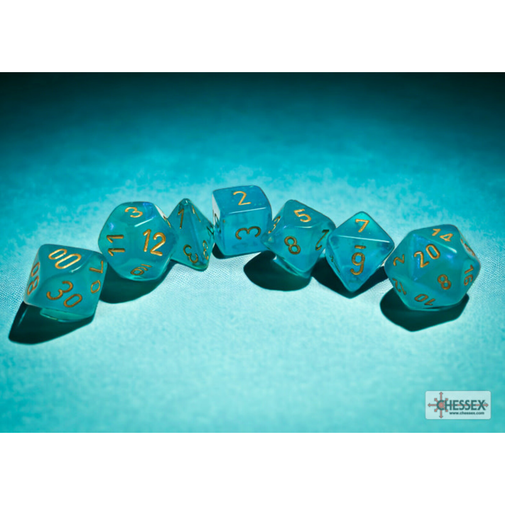 Chessex Borealis Teal/gold Luminary Polyhedral 7-Dice Set