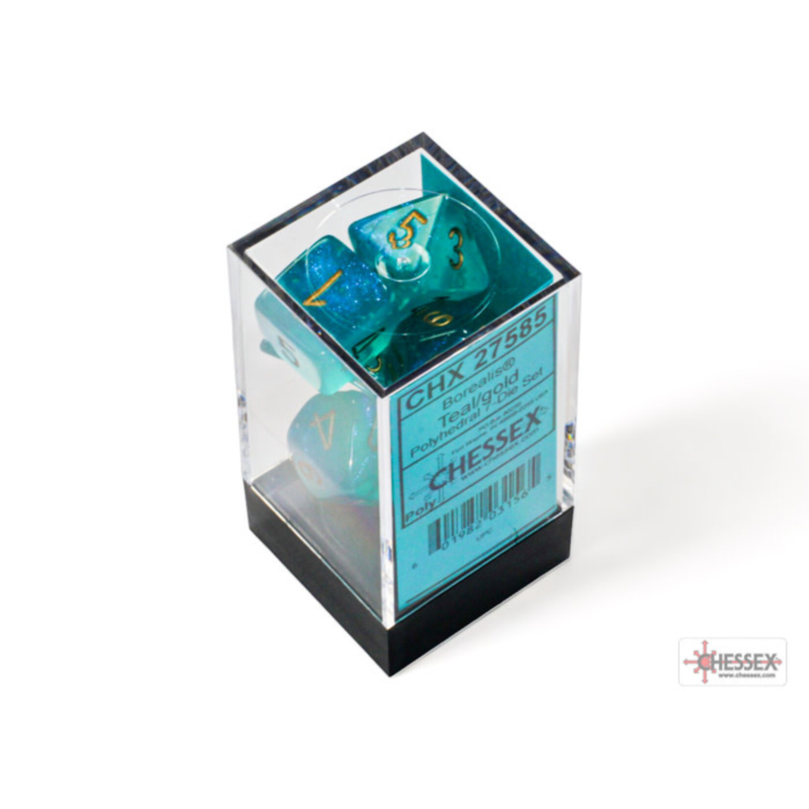 Chessex Borealis Teal/gold Luminary Polyhedral 7-Dice Set