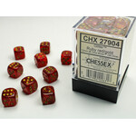 Chessex Glitter Ruby/gold 12mm d6 Dice Block (36 dice)