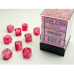 Chessex Ghostly Glow Pink/silver 12mm d6 Dice Block (36 dice)