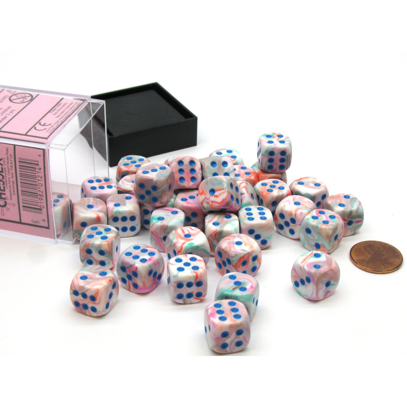 Chessex Festive Pop Art/blue 12mm d6 Dice Block (36 dice)