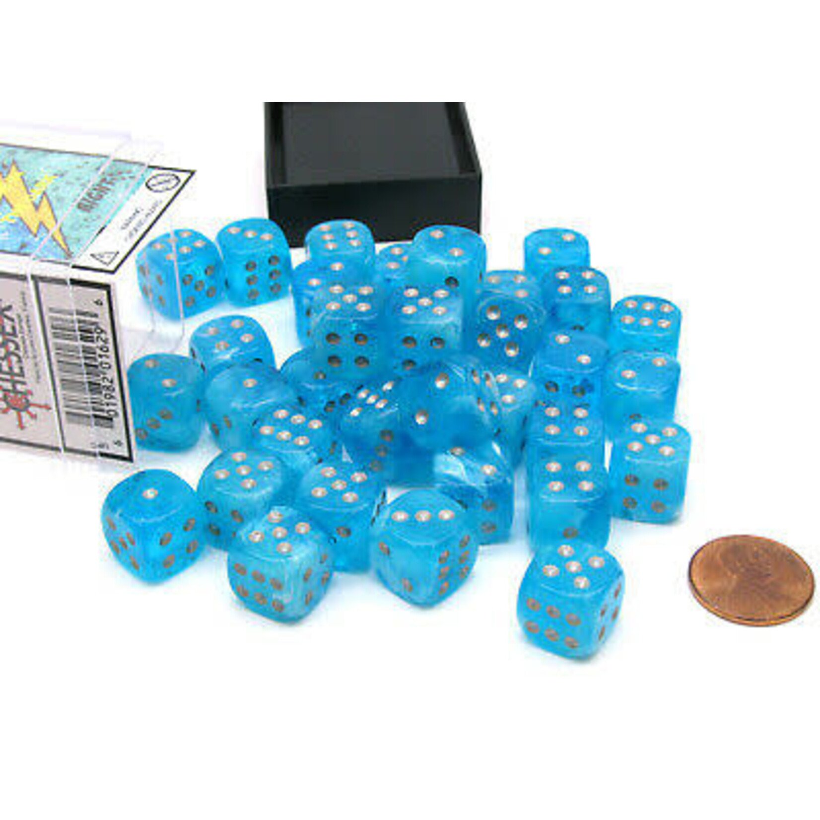 Chessex Luminary Sky/silver 12mm d6 Dice Block (36 dice)