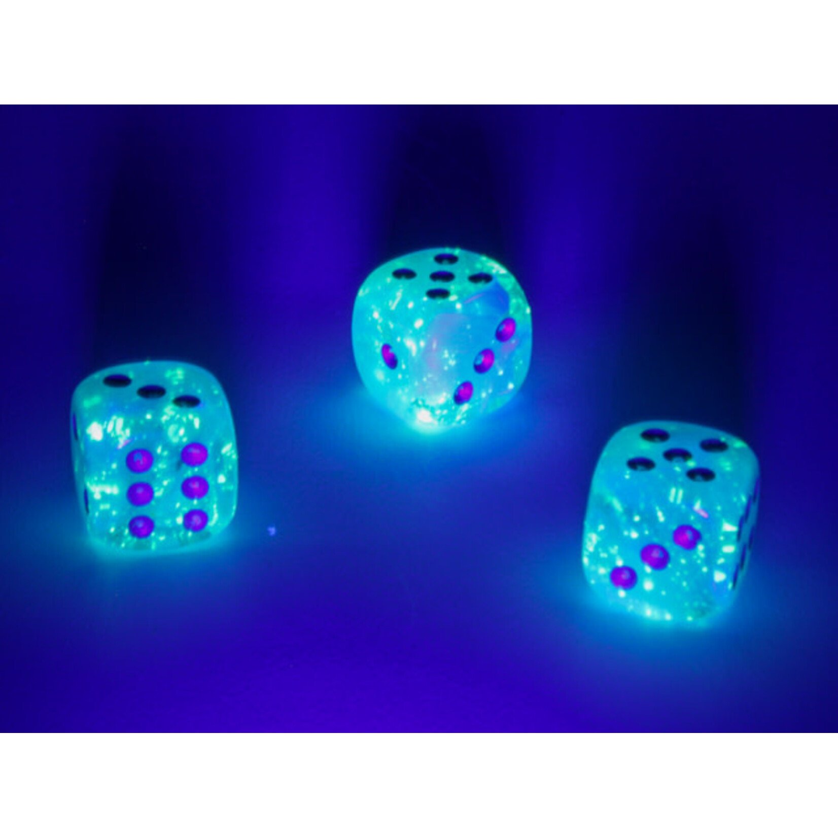 Chessex Luminary Sky/silver 12mm d6 Dice Block (36 dice)