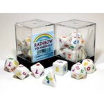 Koplow Games Polyhedral Opaque White w/ Rainbow 7-die set in Plastic box