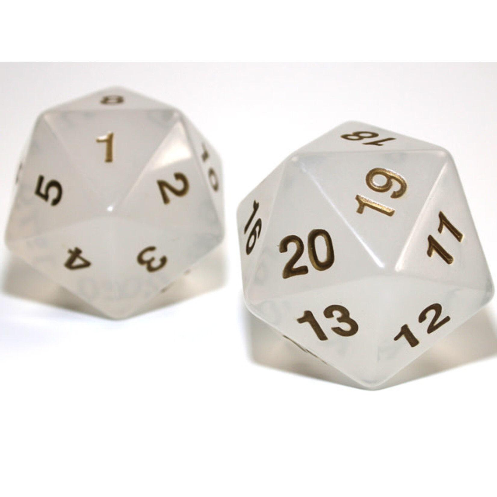 Chessex 55mm Jumbo d20 Translucent Pearl/gold