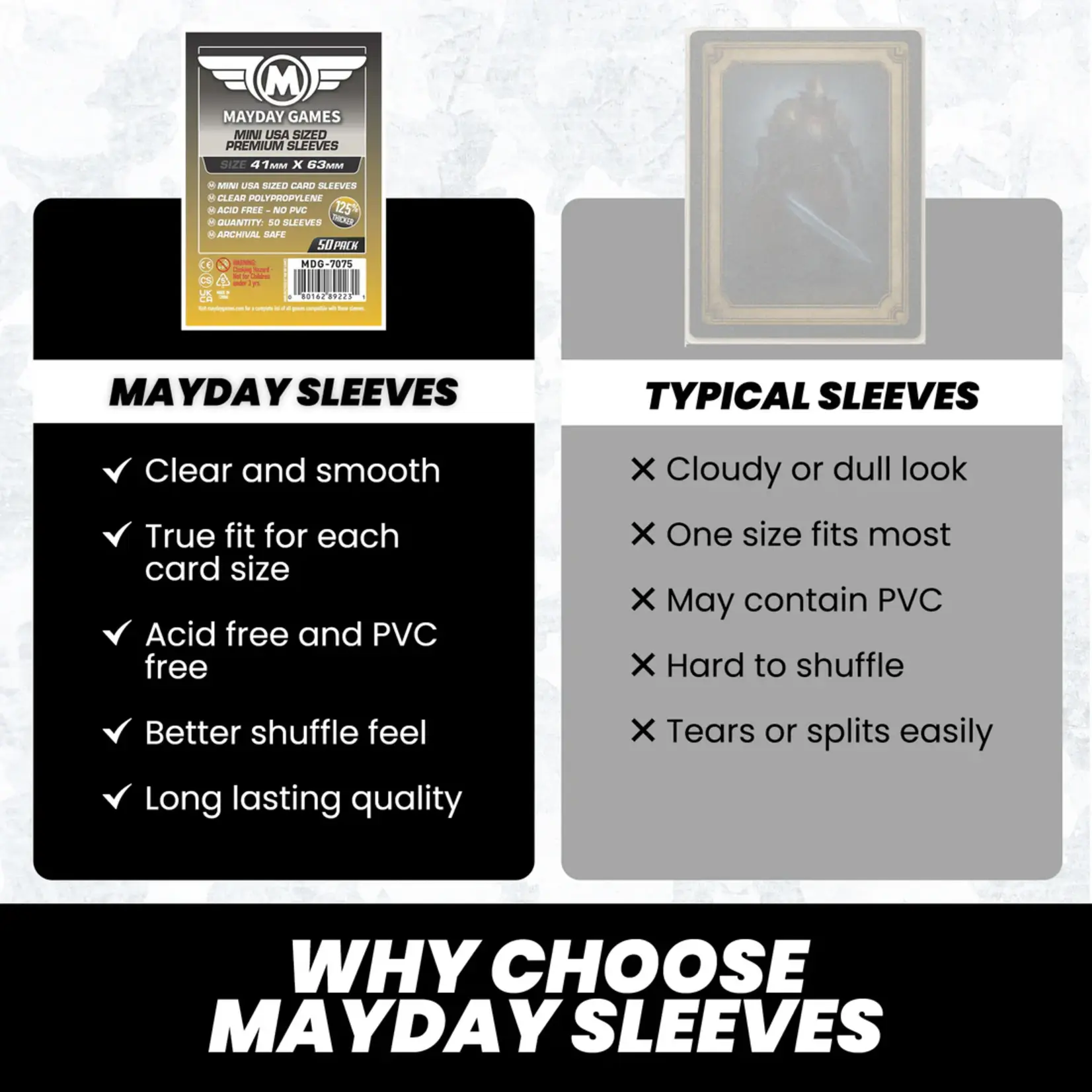 Mayday Games Standard Mini Usa Sleeves 41Mm X 63Mm 100Ct