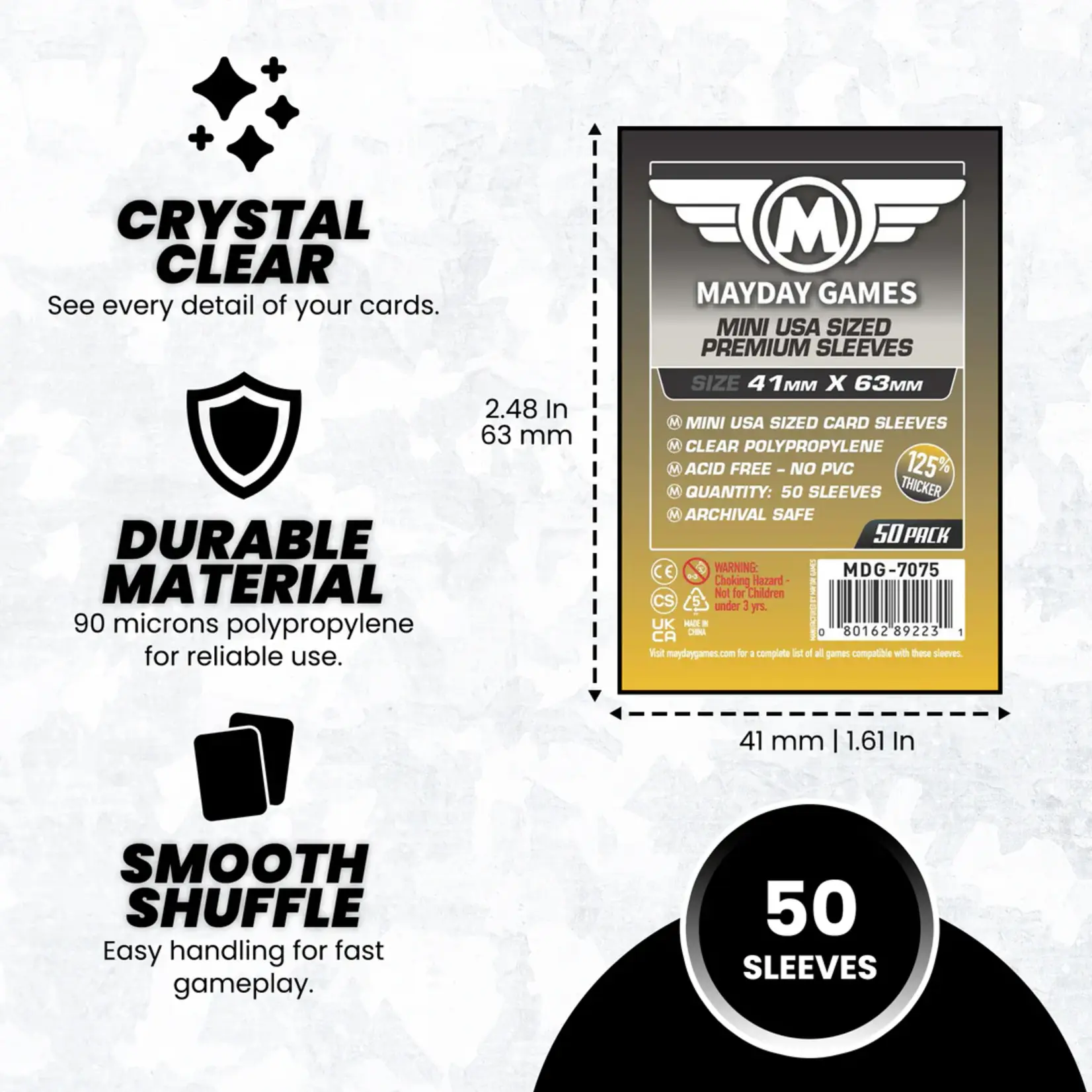 Mayday Games Standard Mini Usa Sleeves 41Mm X 63Mm 100Ct