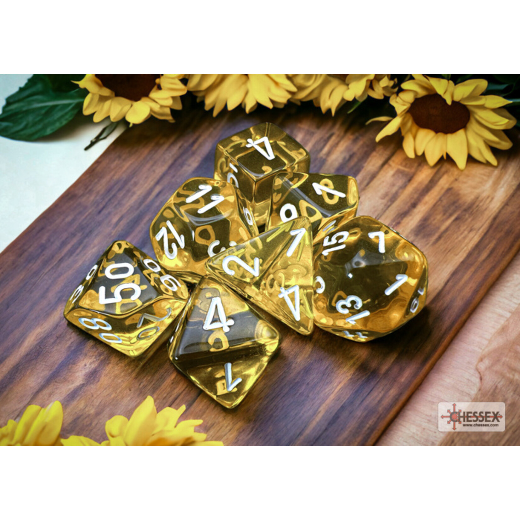 Chessex Translucent Yellow/white Polyhedral 7-Dice Set