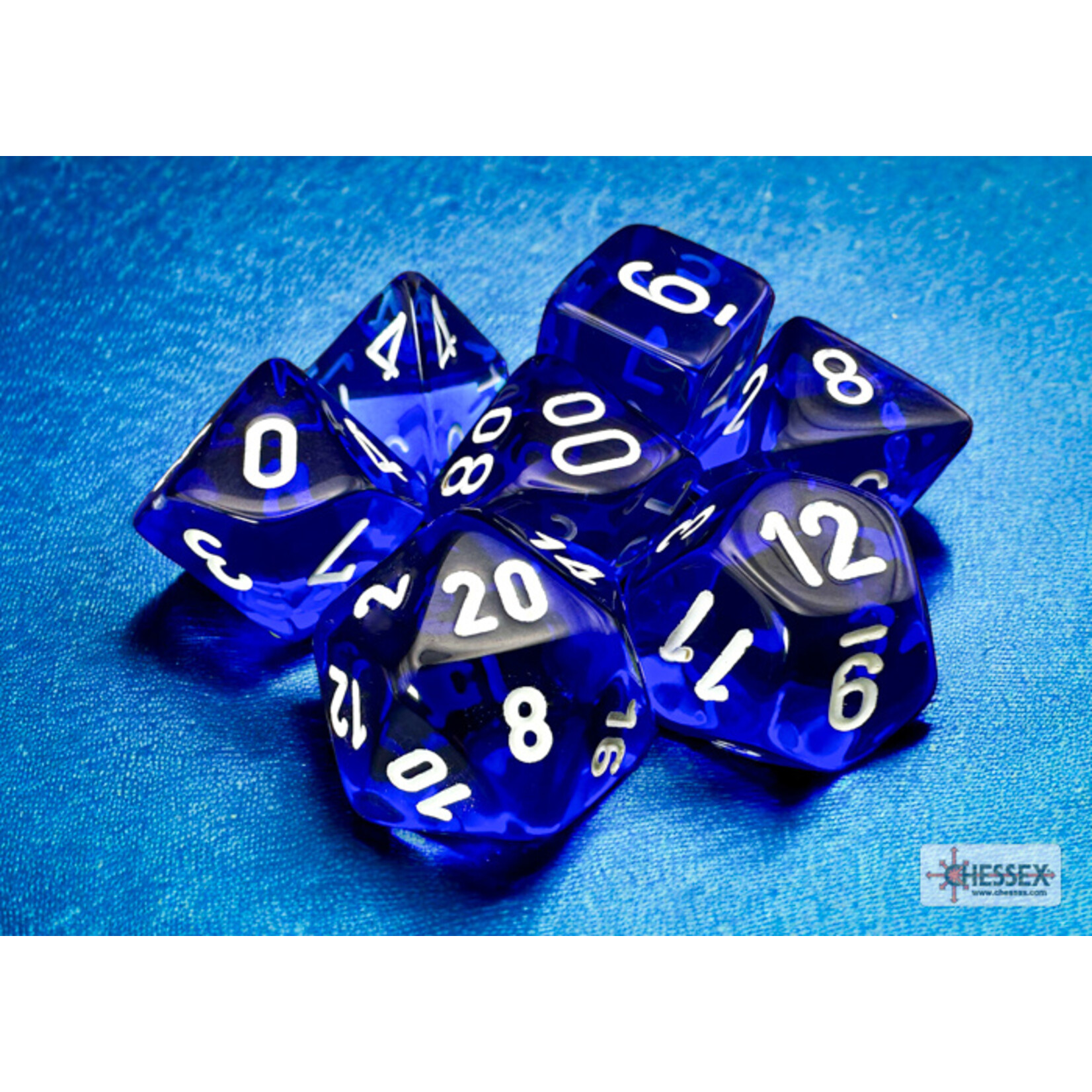 Chessex Translucent Blue/white Polyhedral 7-Dice Set