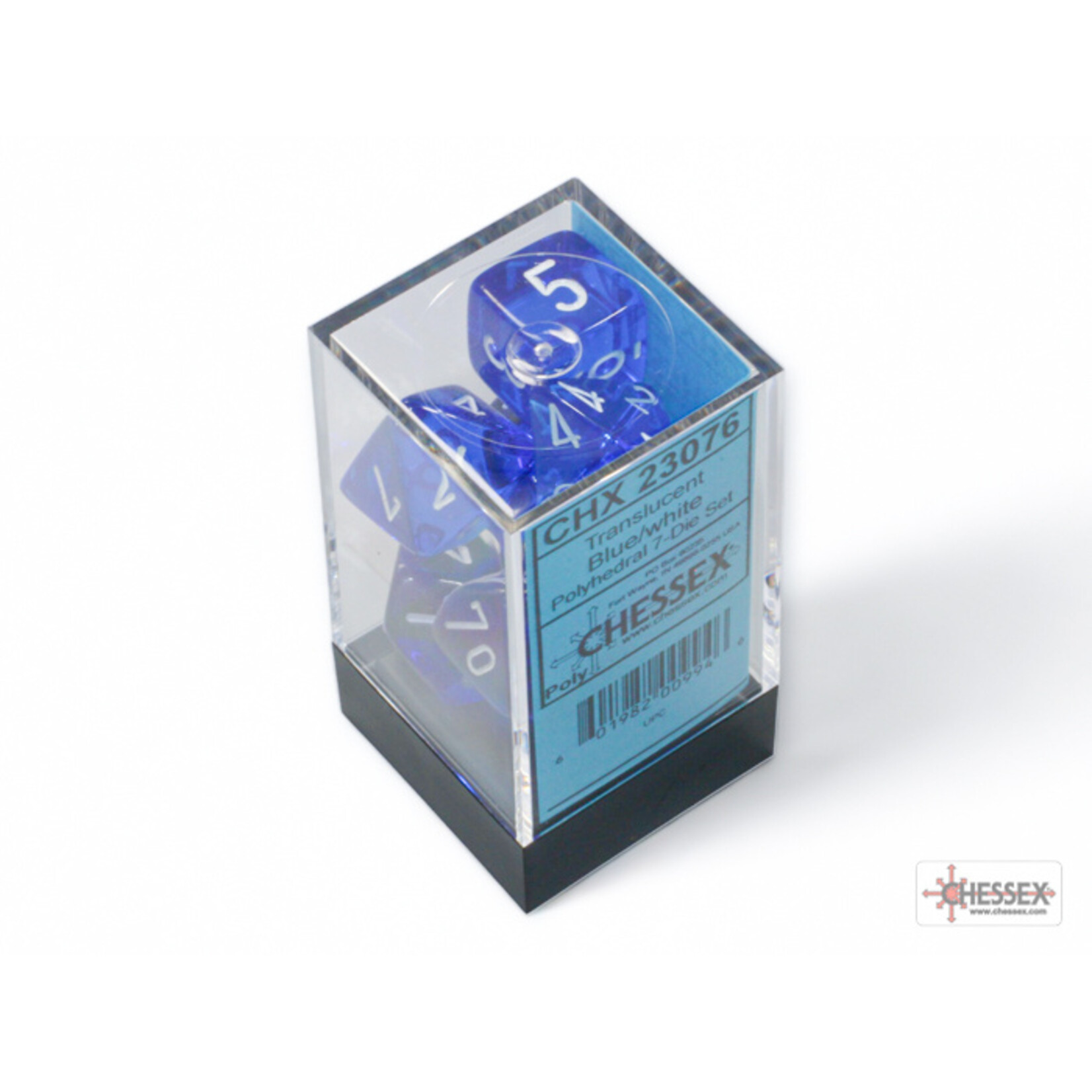Chessex Translucent Blue/white Polyhedral 7-Dice Set