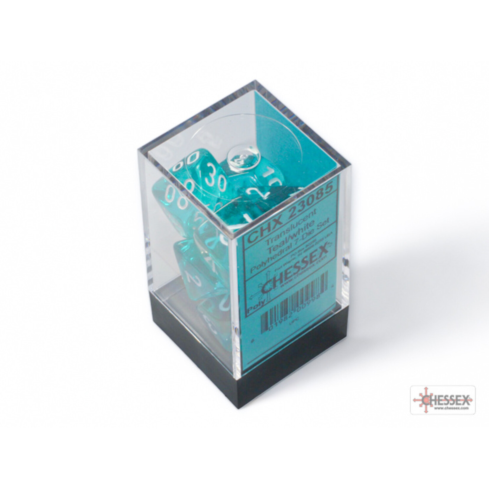 Chessex Translucent Teal/white Polyhedral 7-Dice Set