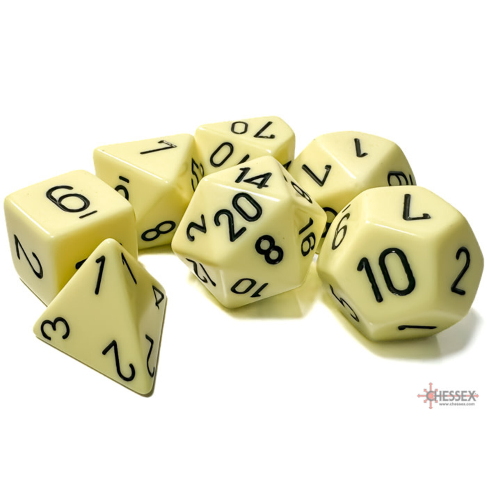 Chessex Opaque Pastel Yellow/black Polyhedral 7-Dice Set