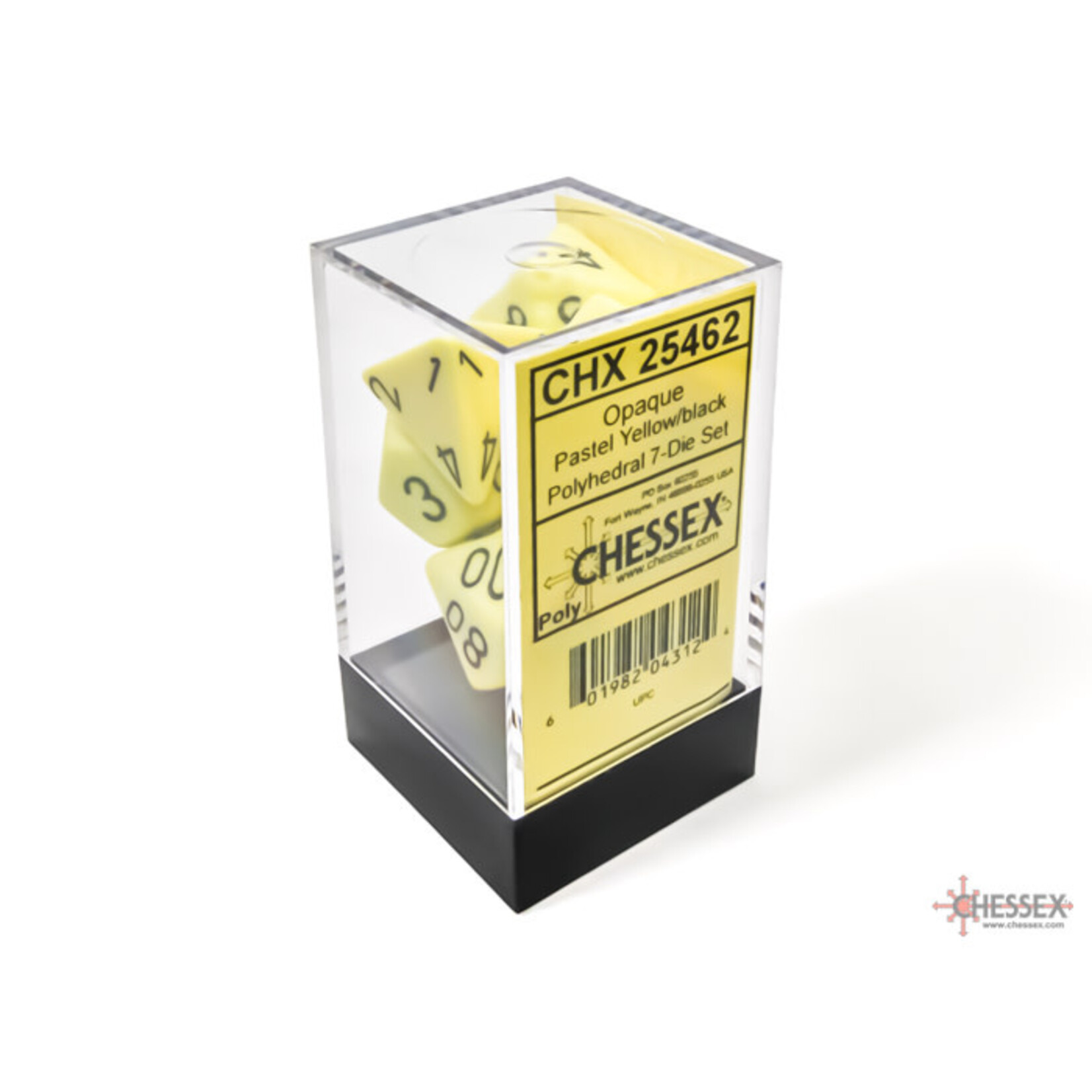 Chessex Opaque Pastel Yellow/black Polyhedral 7-Dice Set