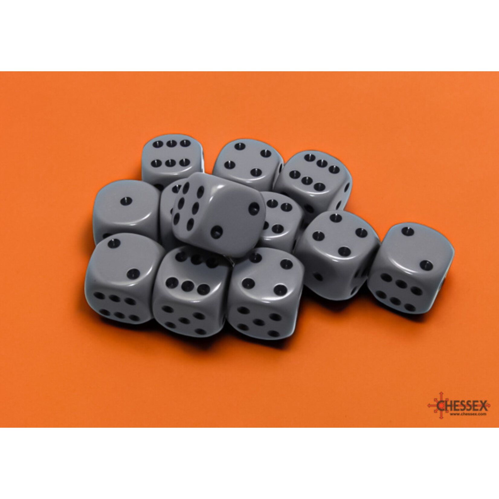 Chessex Opaque Dark Grey/black 16mm d6 Dice Block (12 dice)