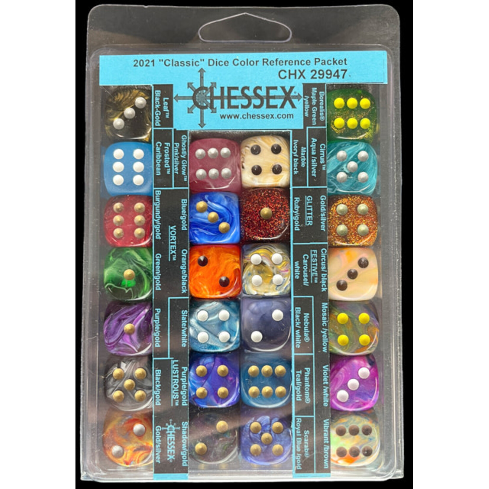 Chessex 2023 "Classic" Dice Color Reference Packet