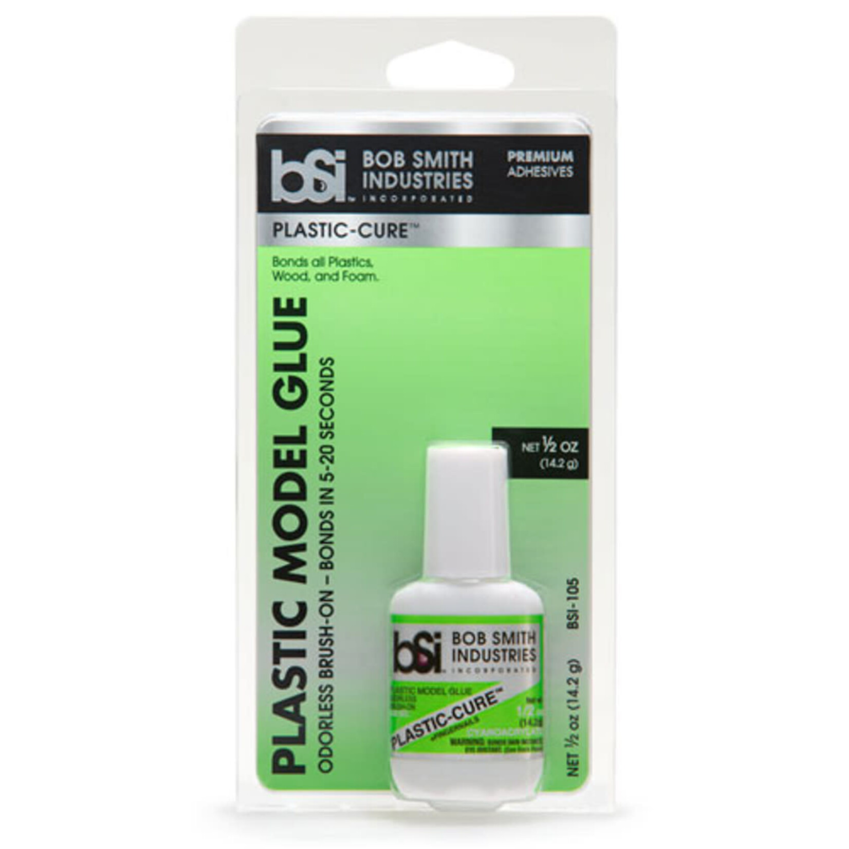 BSI PLASTIC-CURE Odorless Brush-On Gap Filling Cyanoacrylate 1/2 oz Super Glue