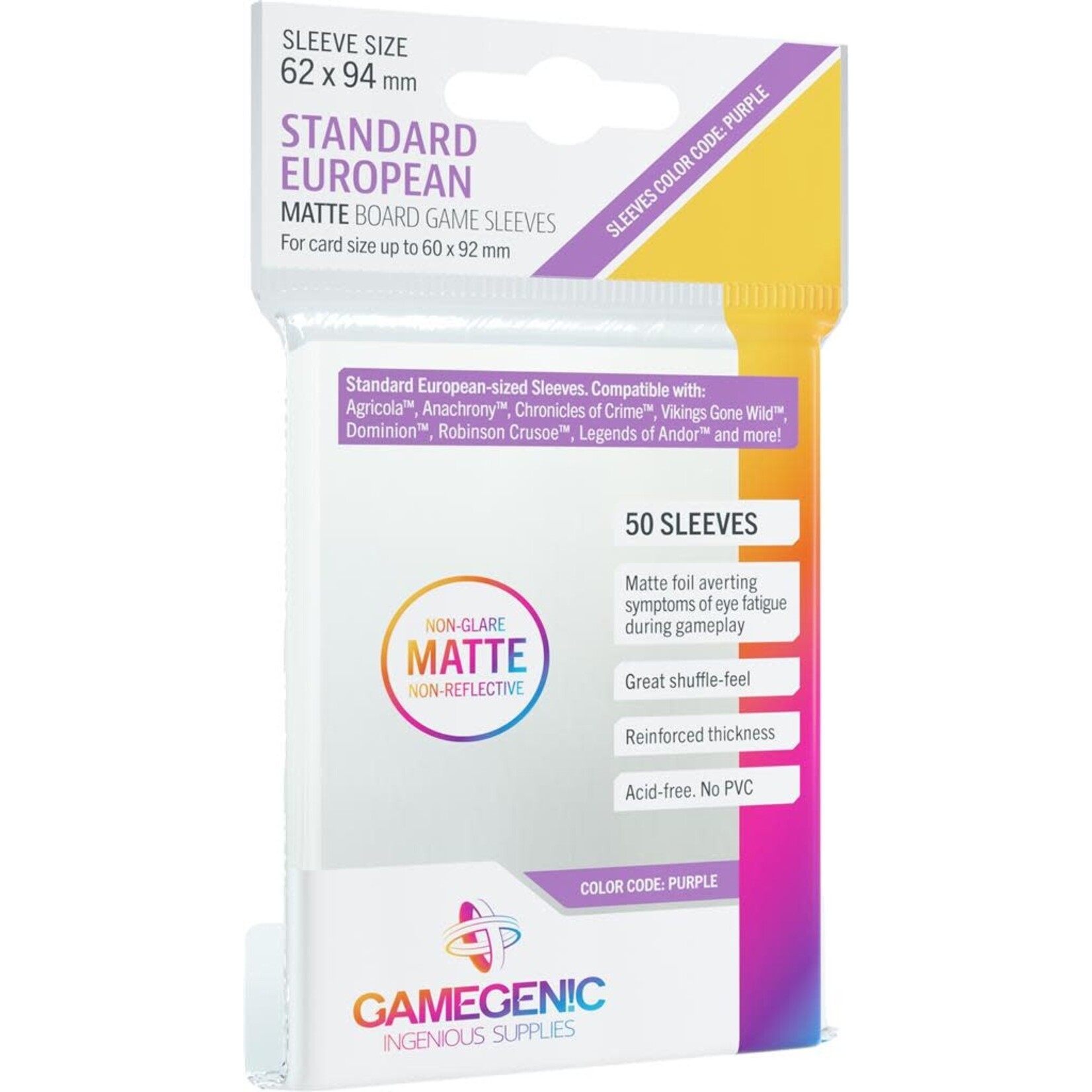 MATTE Sleeves: Standard European (62 x 94 mm)