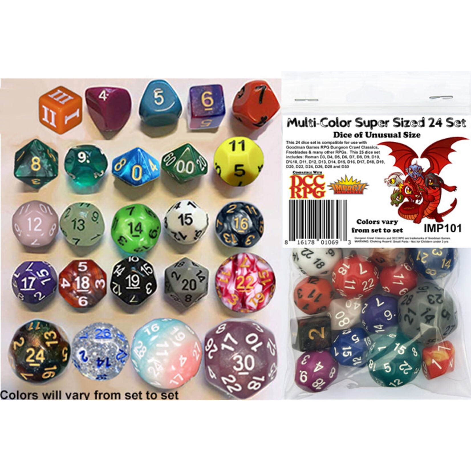 Goodman Games Multi-Color Dice of Unusual Size Super Sized Set